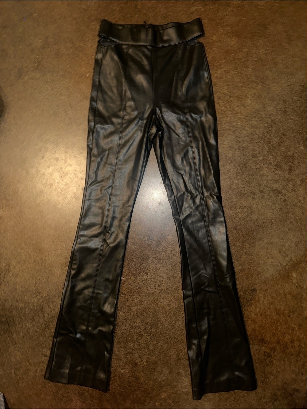 Zara Faux Leather High-Waisted Cutout Pants Size Xsmall